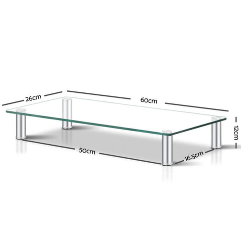 Height Adjustable Monitor Stand Riser with Glass Display Shelf