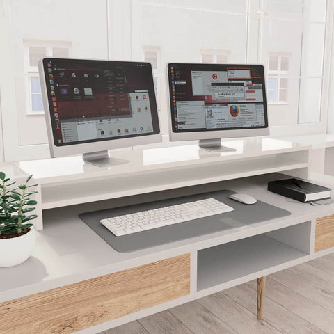 Monitor Stand - High Gloss White Chipboard