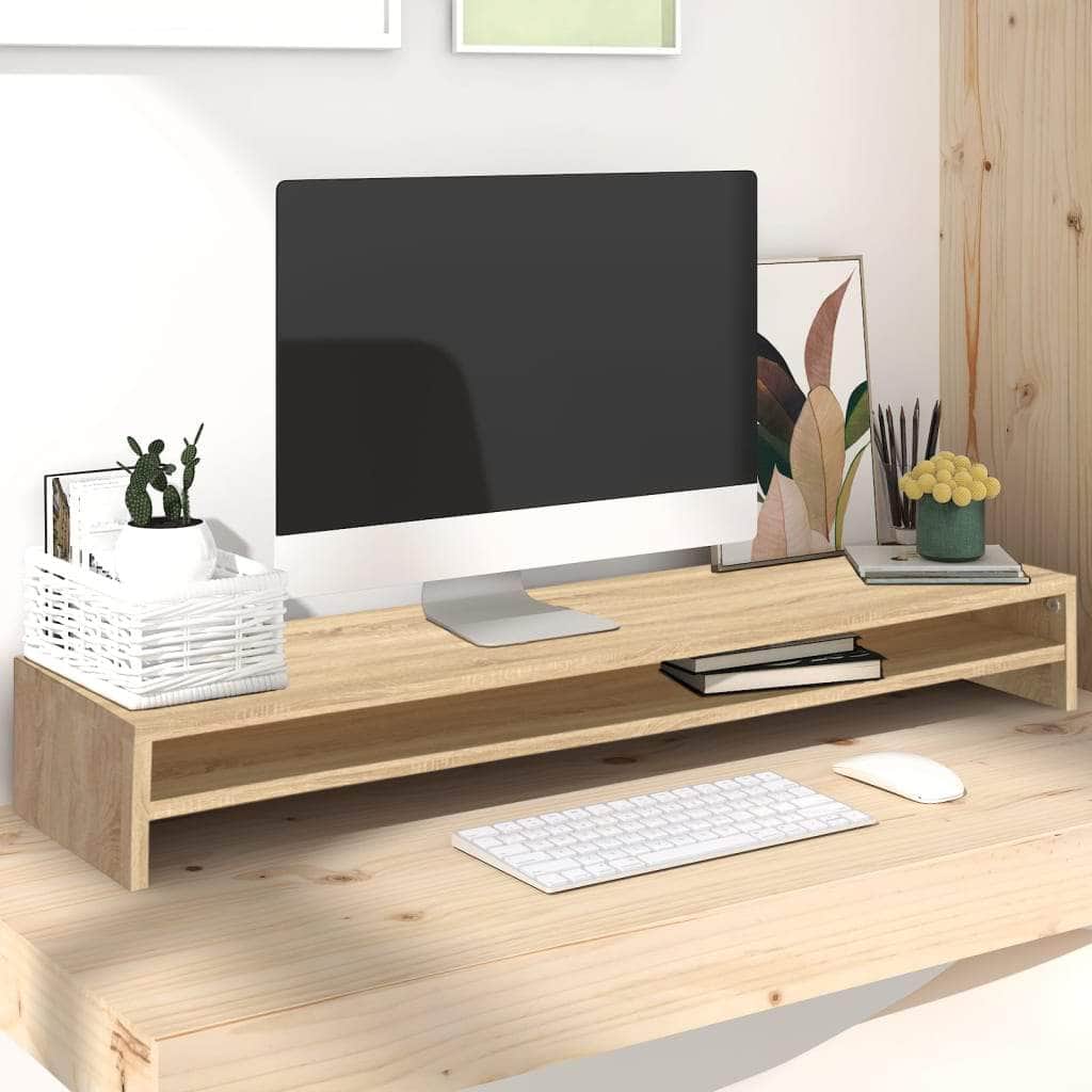 Monitor Stand Sonoma Oak Chipboard Dual Screen Riser Stand