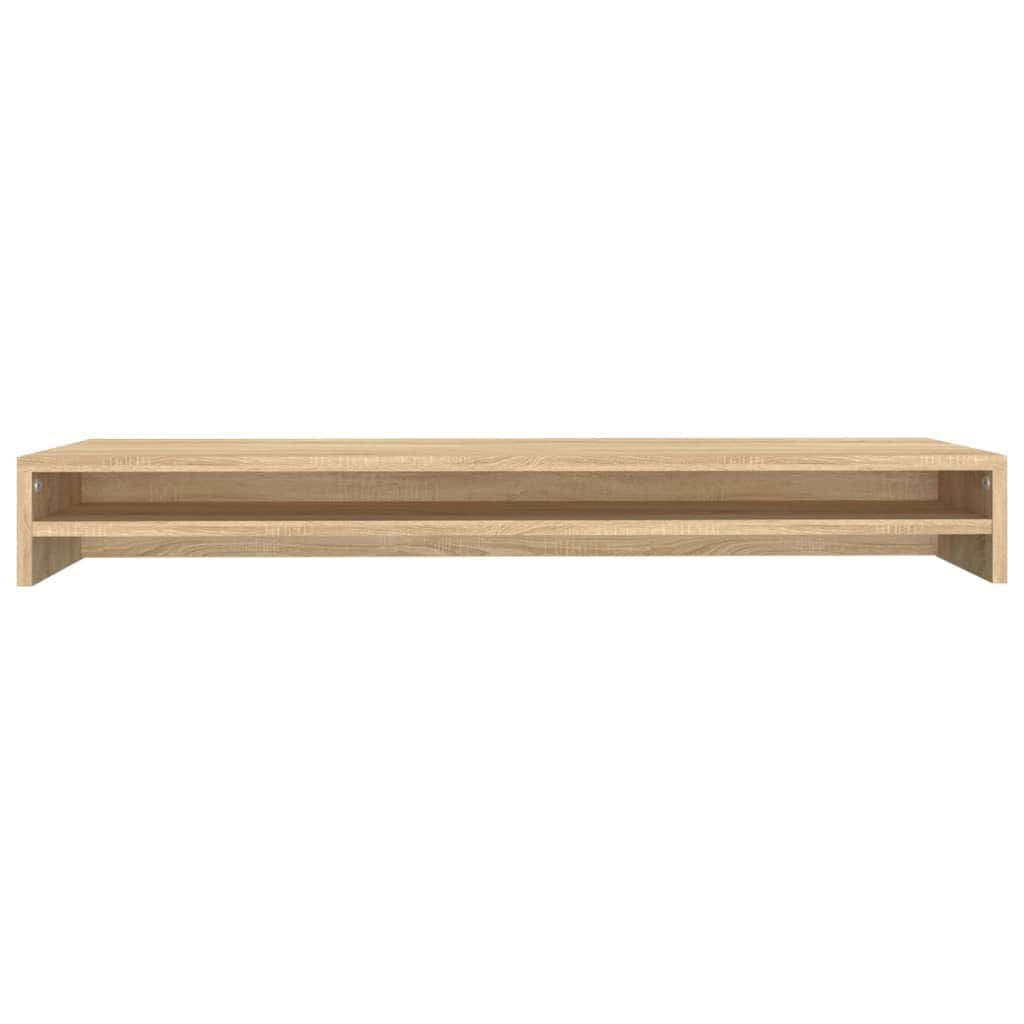 Chipboard - Monitor Stand Riser with Shelf Sonoma Oak Desk Organizer Dual Screen