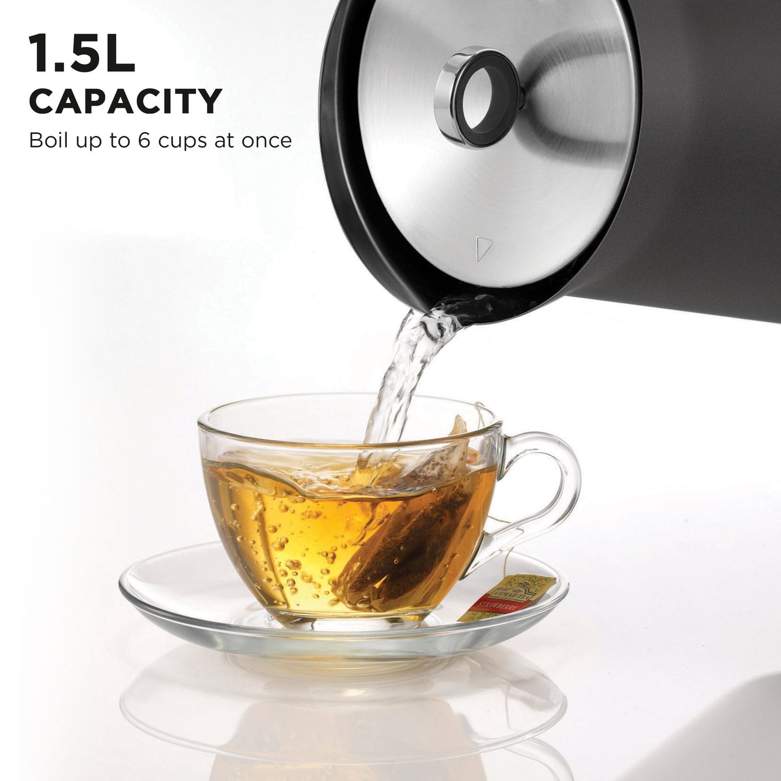 Morphy Richards 1.5L Aspect Kettle - Black Chrome - Black colour