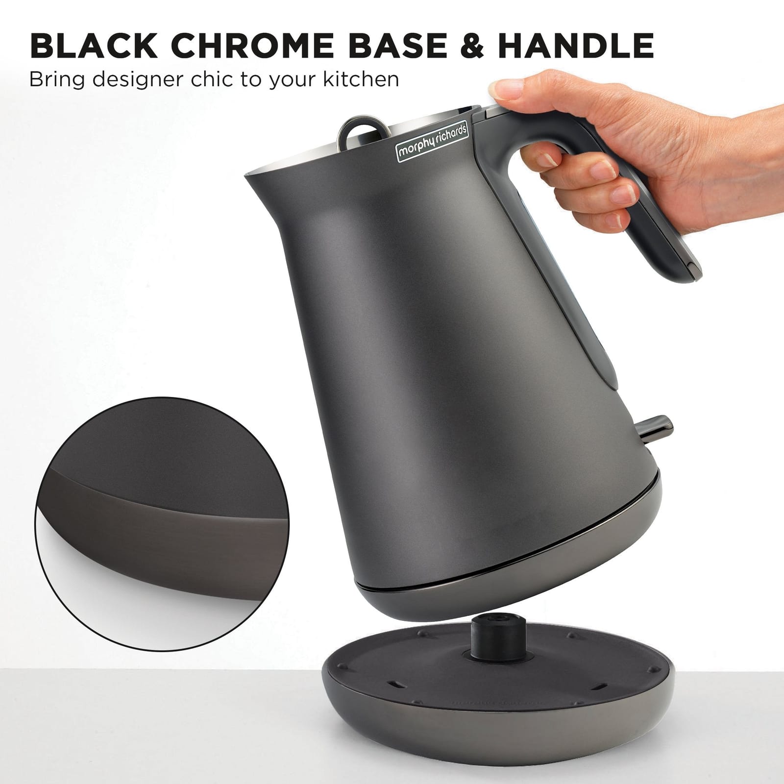 Morphy Richards 1.5L Aspect Kettle - Black Chrome with Black colour