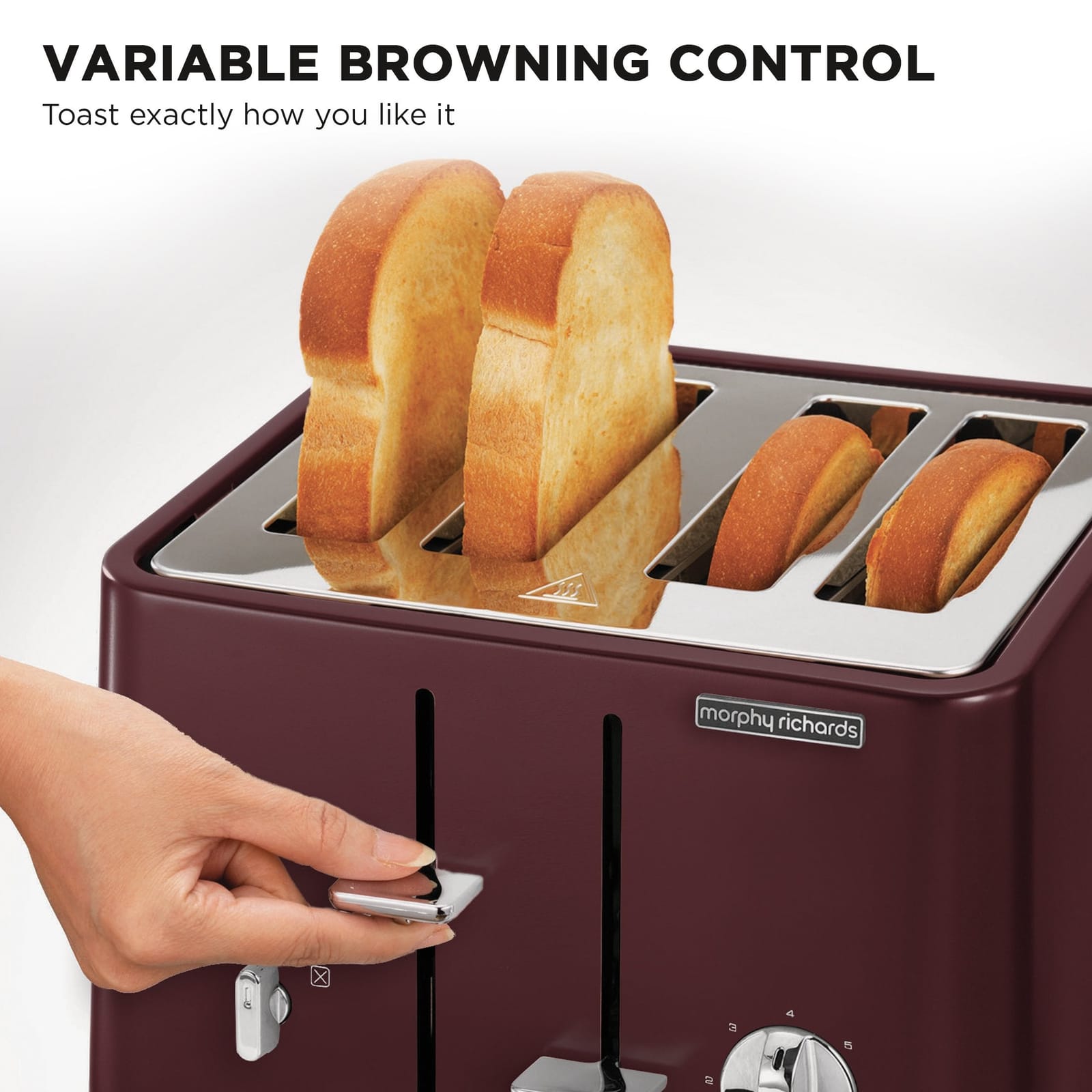 Morphy Richards Aspect 4-Slice Toaster - Maroon with Cork-Effect Trim | kitchen - photo 11