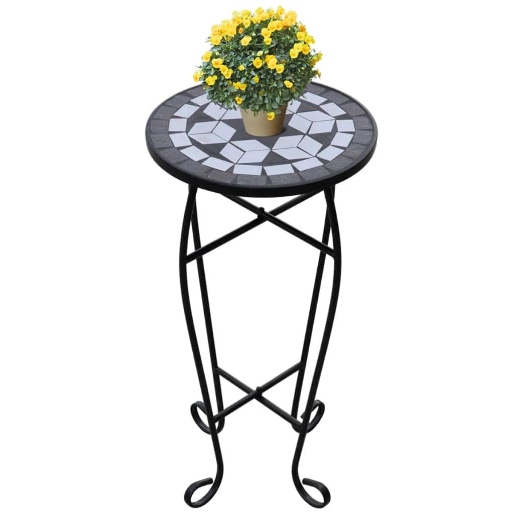 Mosaic Plant Table Black and White - Simple deals
