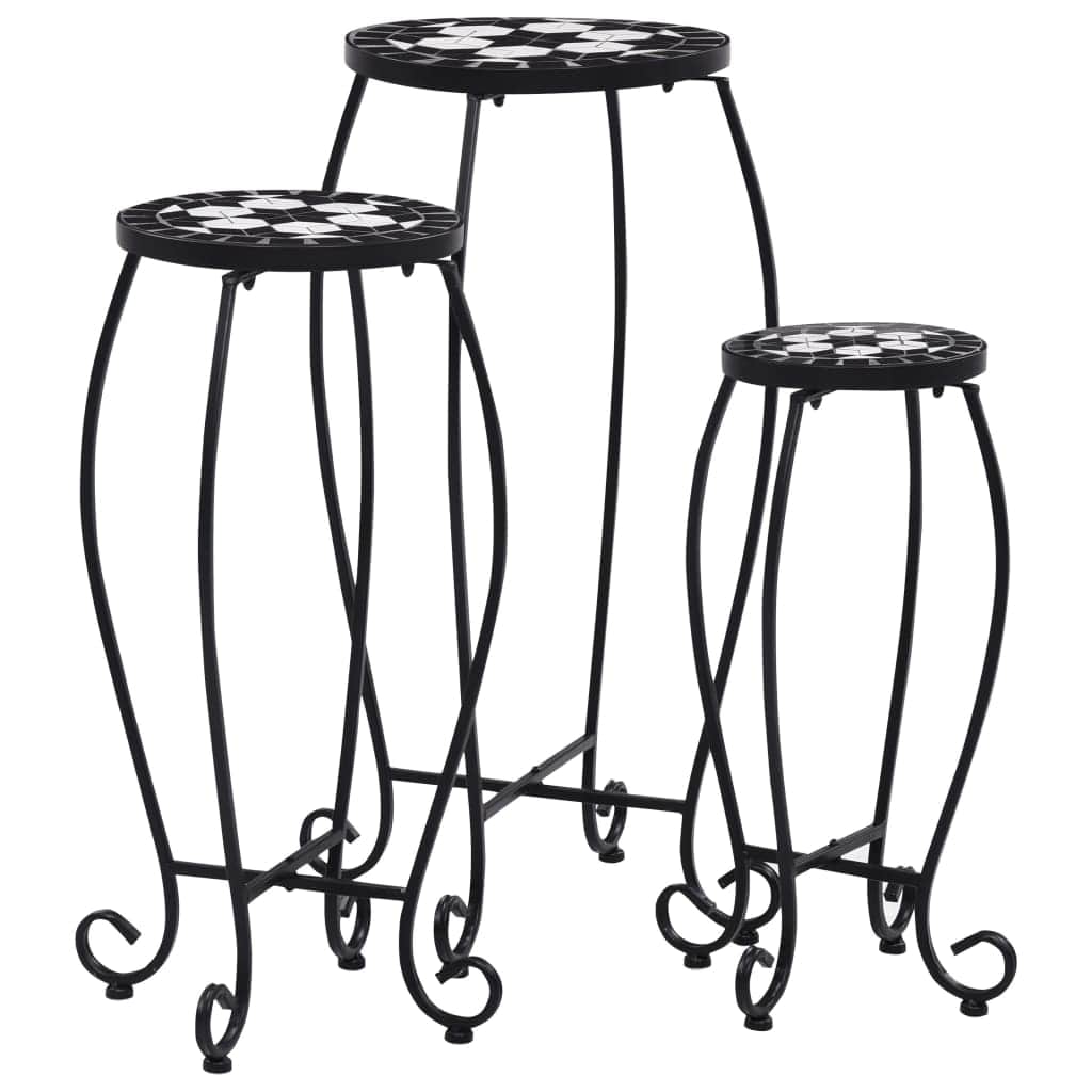 Mosaic Tables 3 pcs Black and White Ceramic