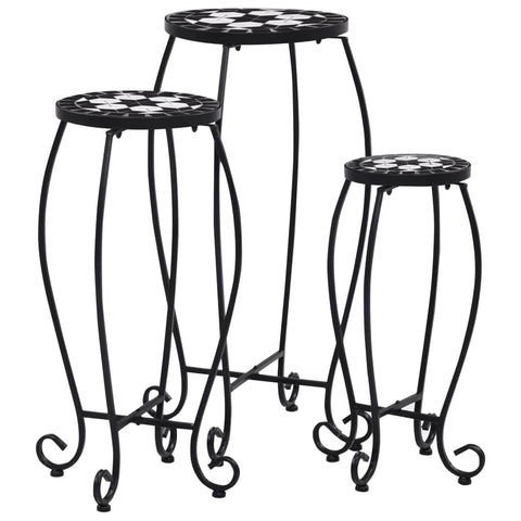 Mosaic Tables 3 pcs Black and White Ceramic