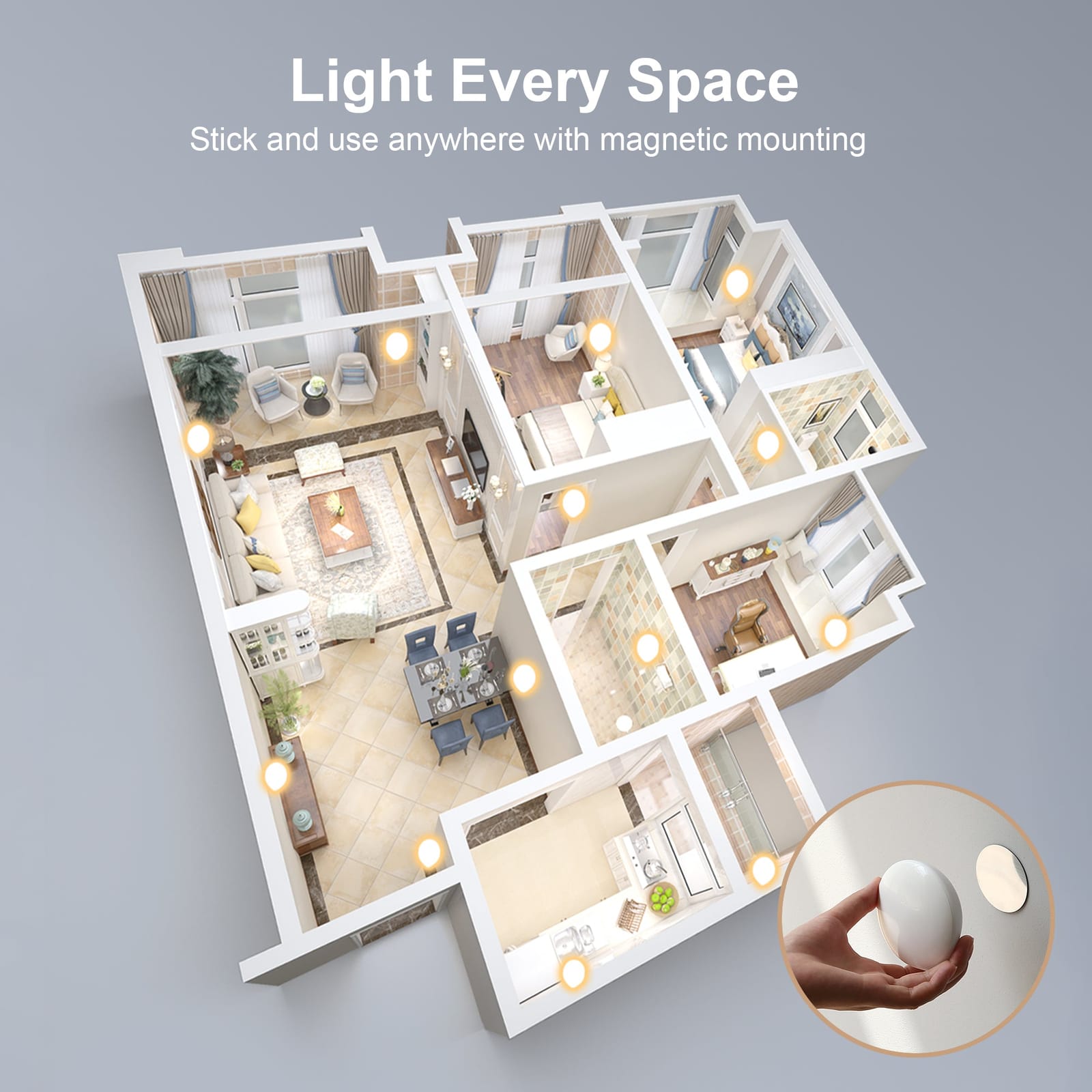 Motion Sensor Night Light USB-C Rechargeable Closet Light with 3 Brightness - photo 9