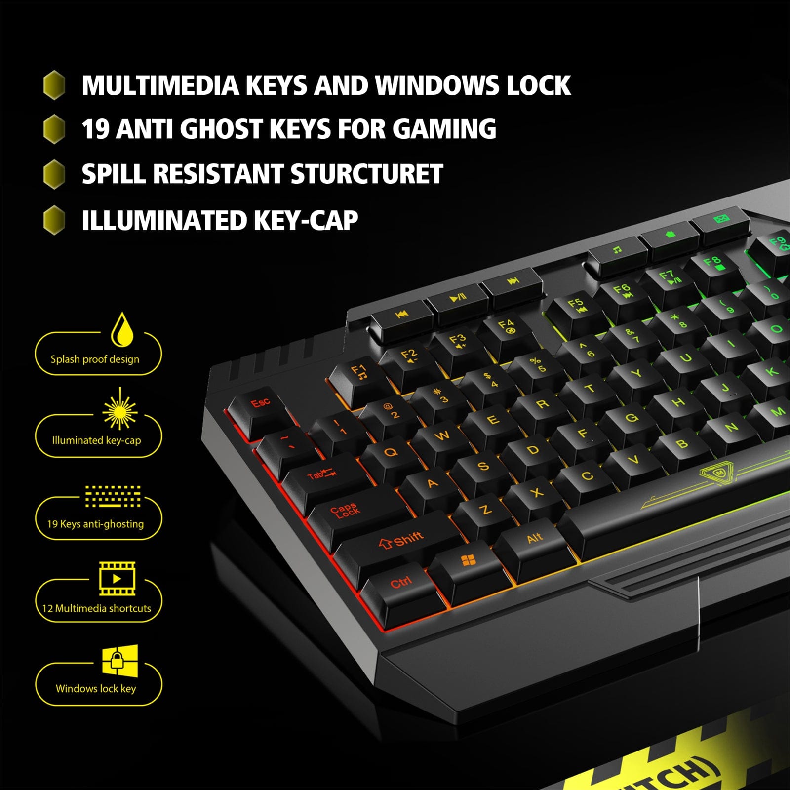 Mouse Keyboard 2 In 1 Backlight Gaming Breathing LED Combo for PC Laptop