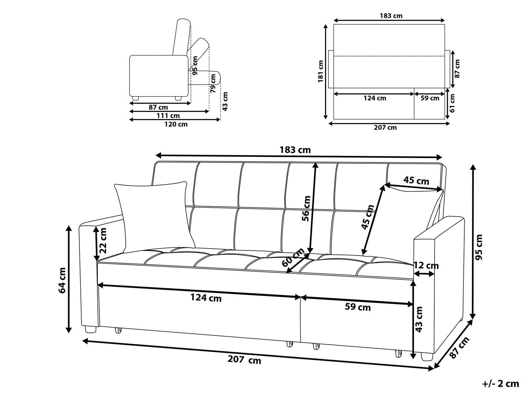 Multi-Functional Hartford Sofa Bed with Pullout Chaise - Black