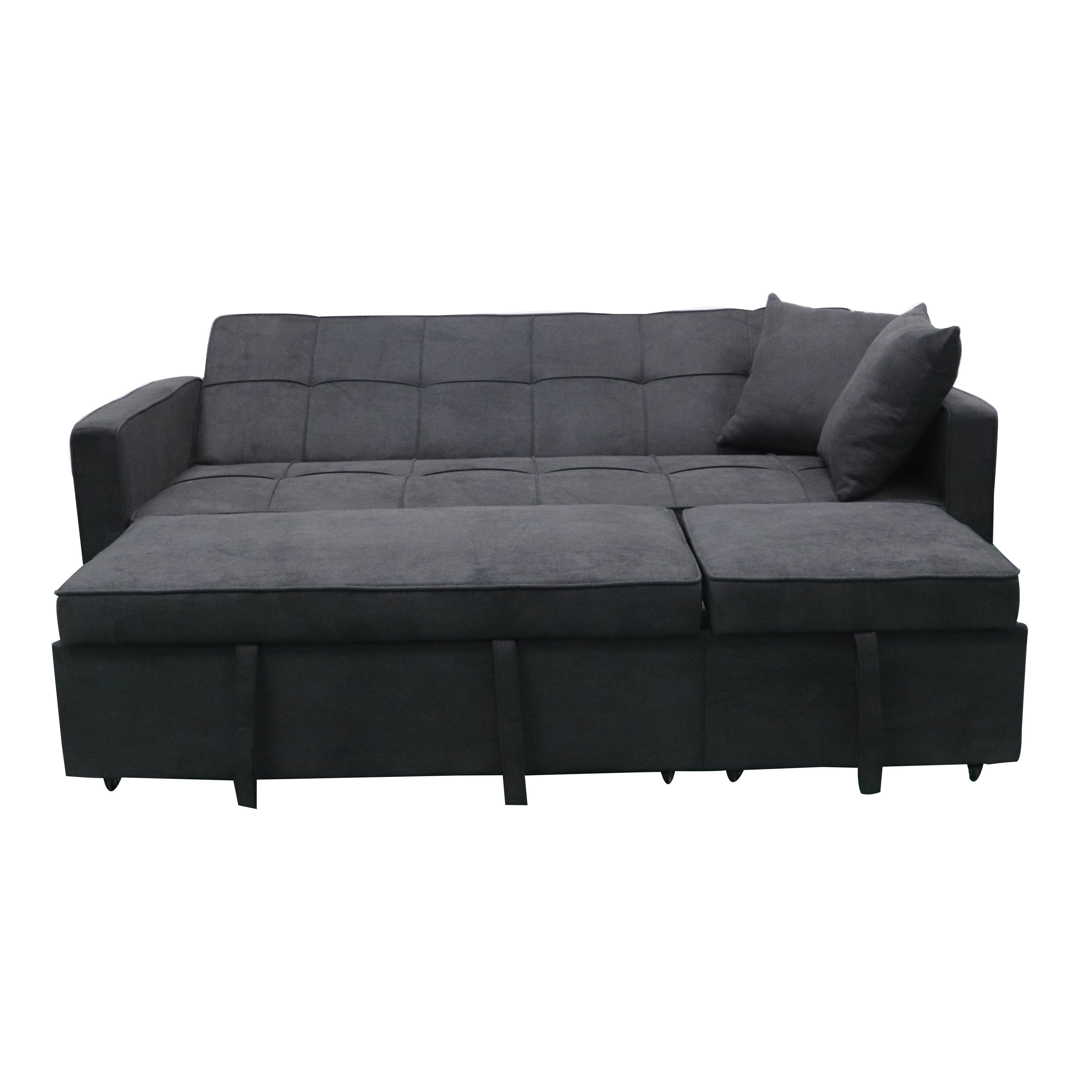 Multi-Functional Hartford Sofa Bed with Pullout Chaise - Black