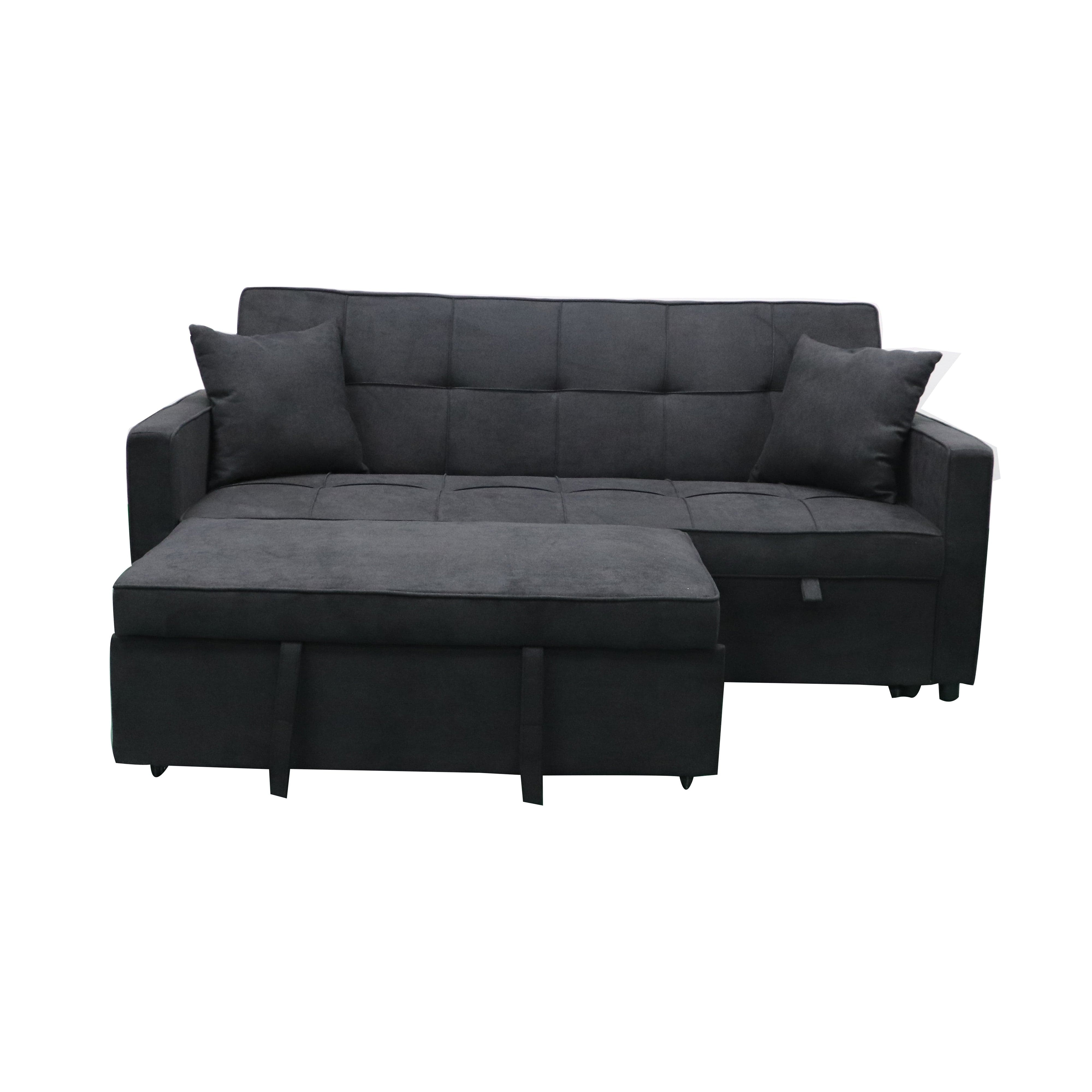 Multi-Functional Hartford Sofa Bed with Pullout Chaise - Black