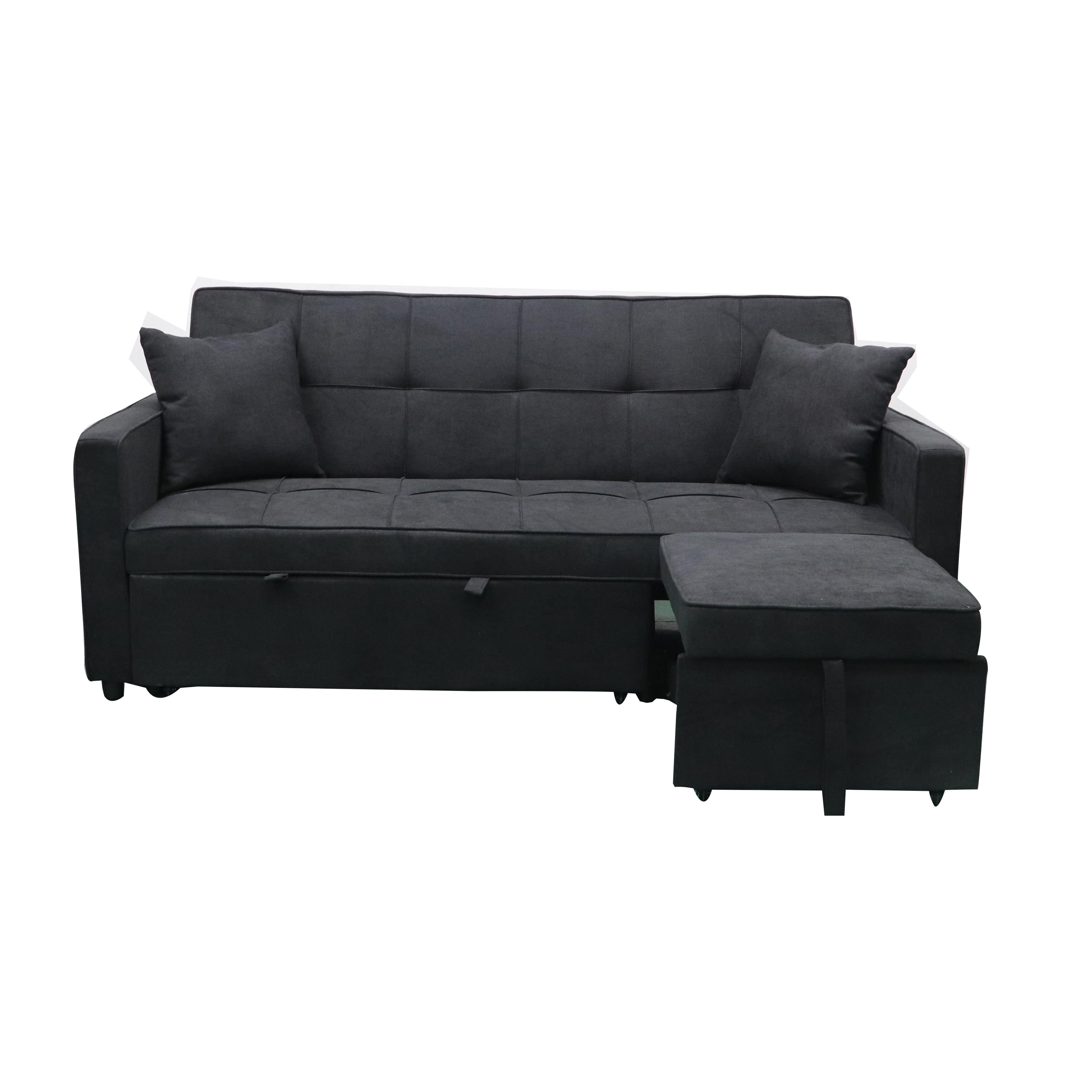 Multi-Functional Hartford Sofa Bed with Pullout Chaise - Black