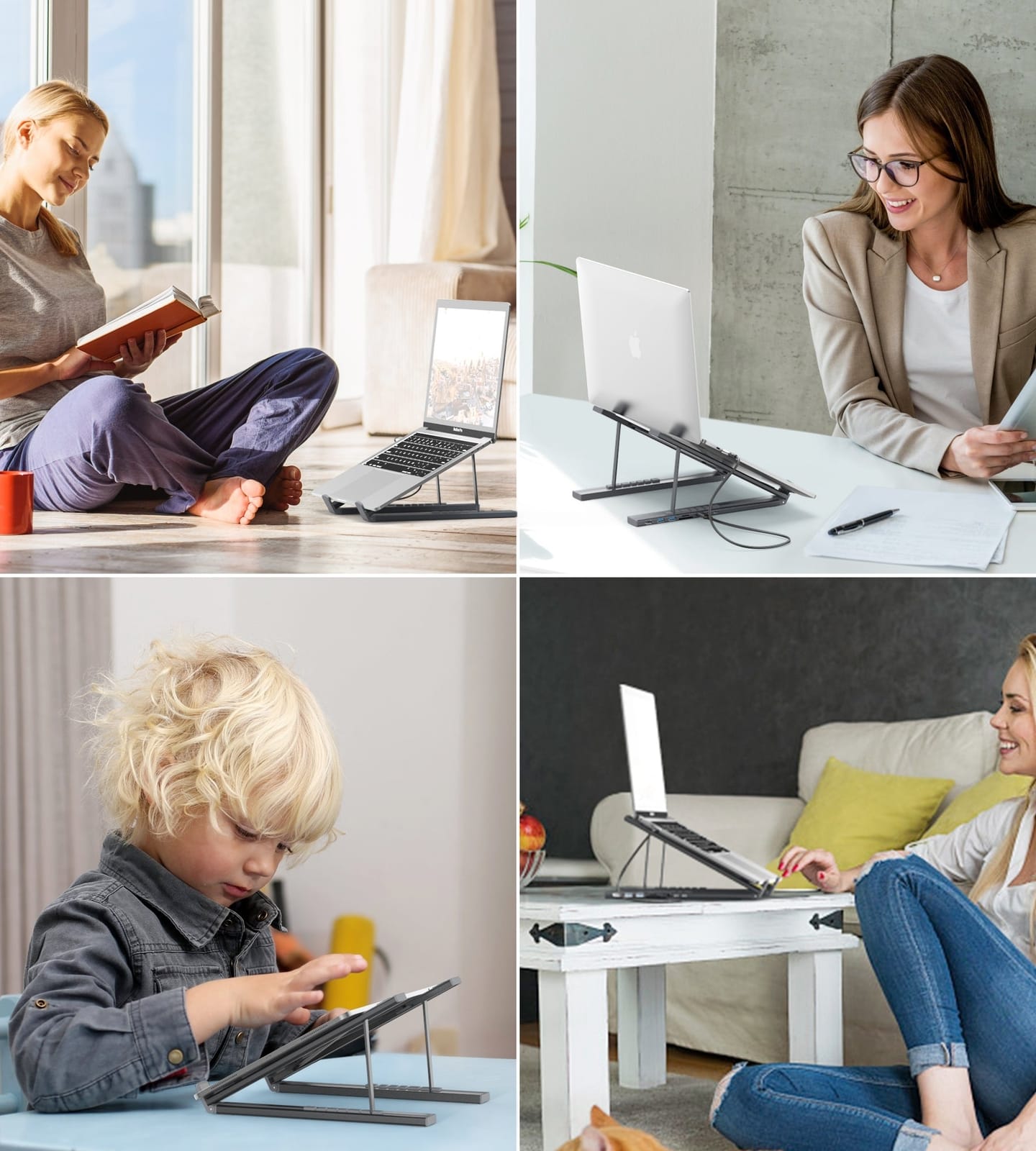 Hub-M48 7-In-1 Hub + Foldable Laptop Stand Usb-C With Pd Charging with Multi Functional