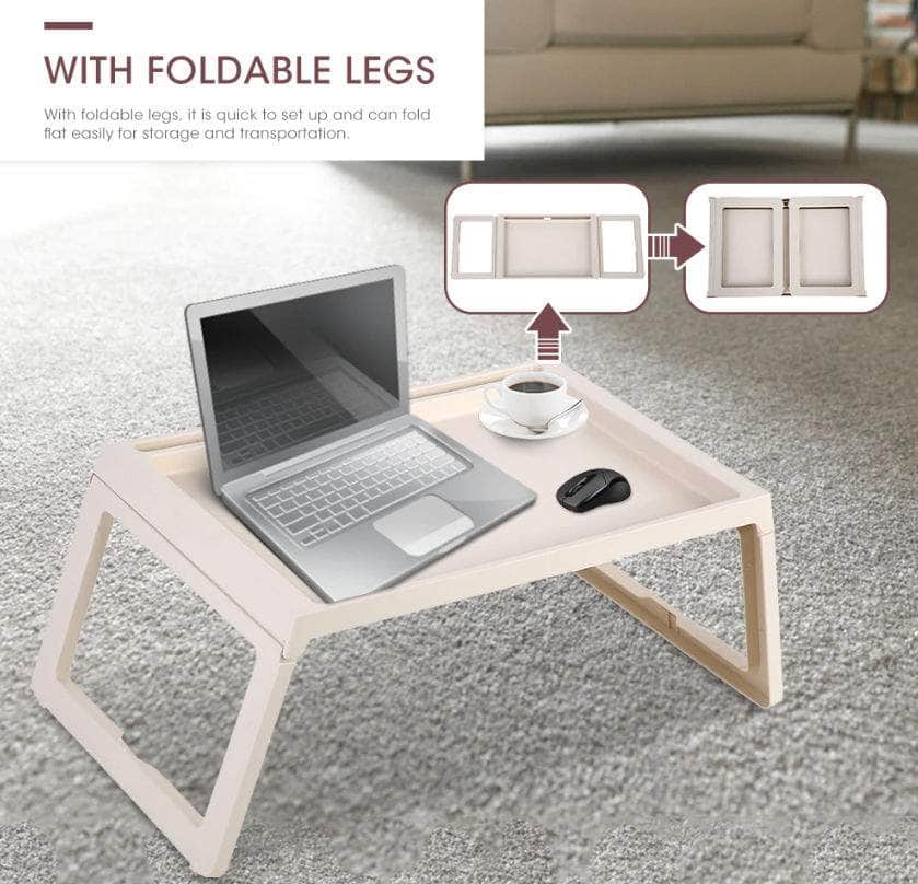 Multifunction Laptop Bed Desk With Foldable Legs For Home Office (White)