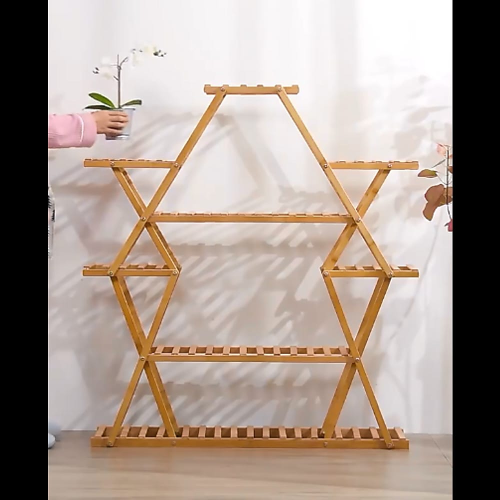 Bamboo Multilayer Flower Plant Rack Patio Stand
