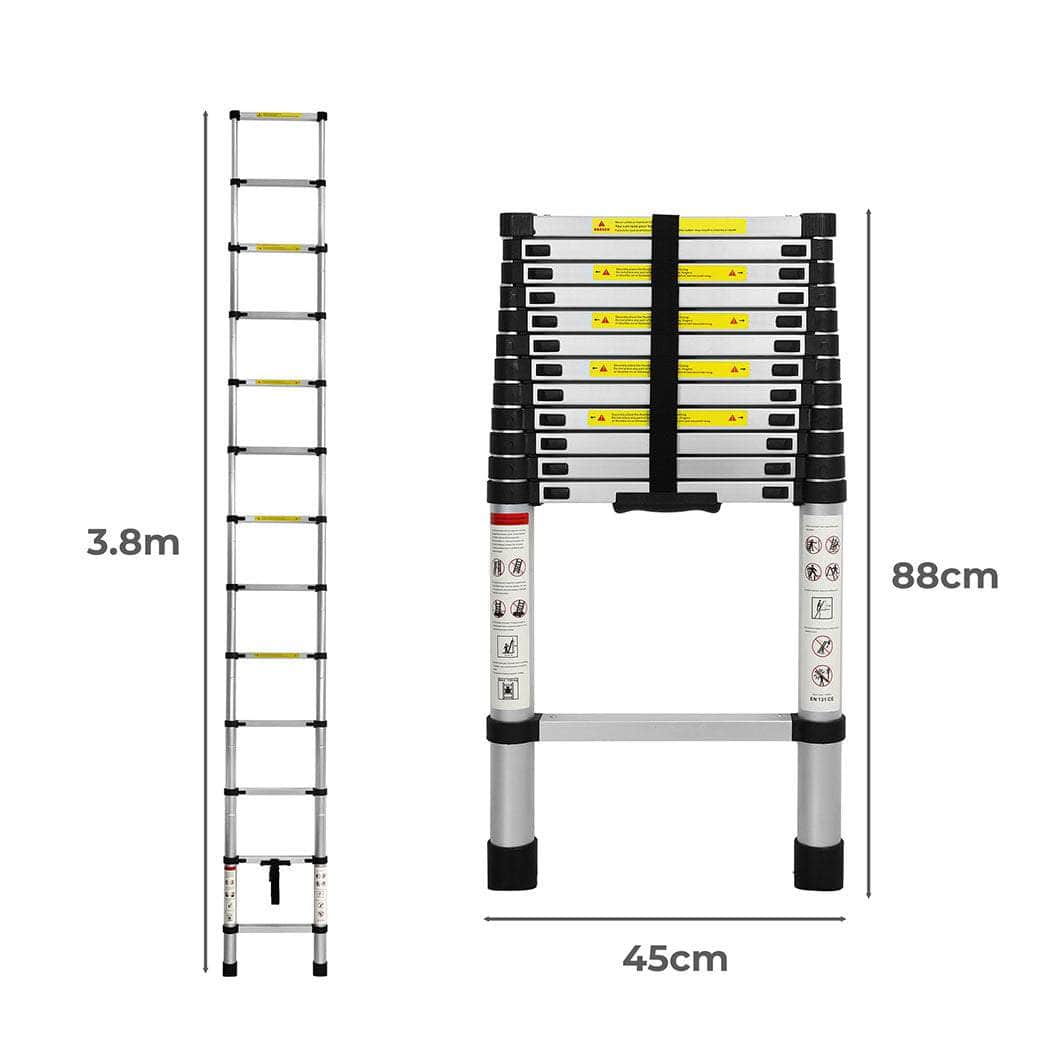 Multipurpose Ladder Telescopic 3.8M Silver