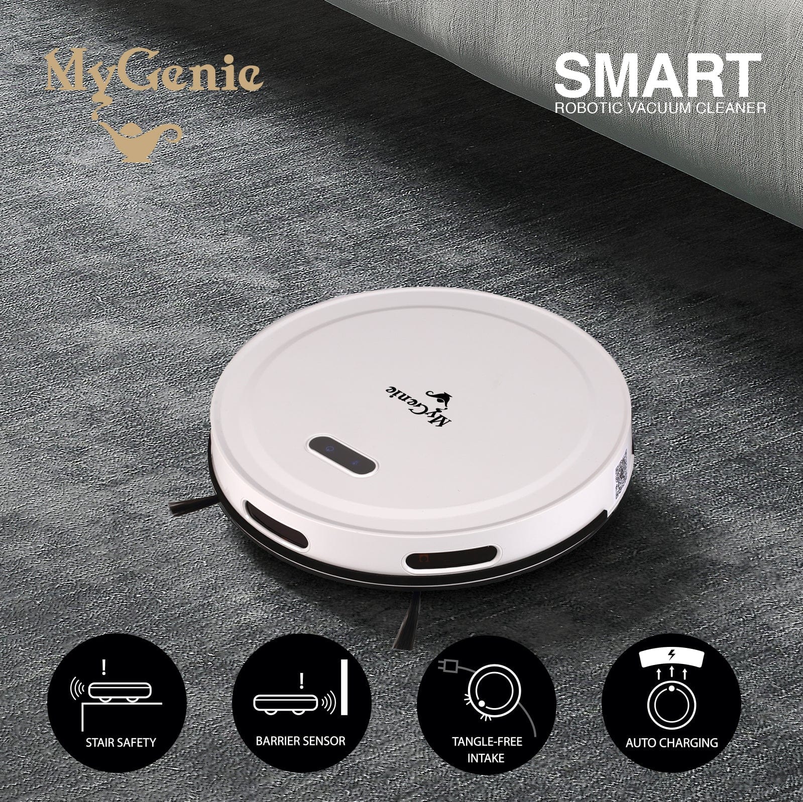 MyGenie Smart Robotic Vacuum Cleaner - White | White colour