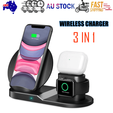 N30 3 in 1 Wireless Charger Qi Fast Charger Stand for iPhone/Samsung/Airpods
