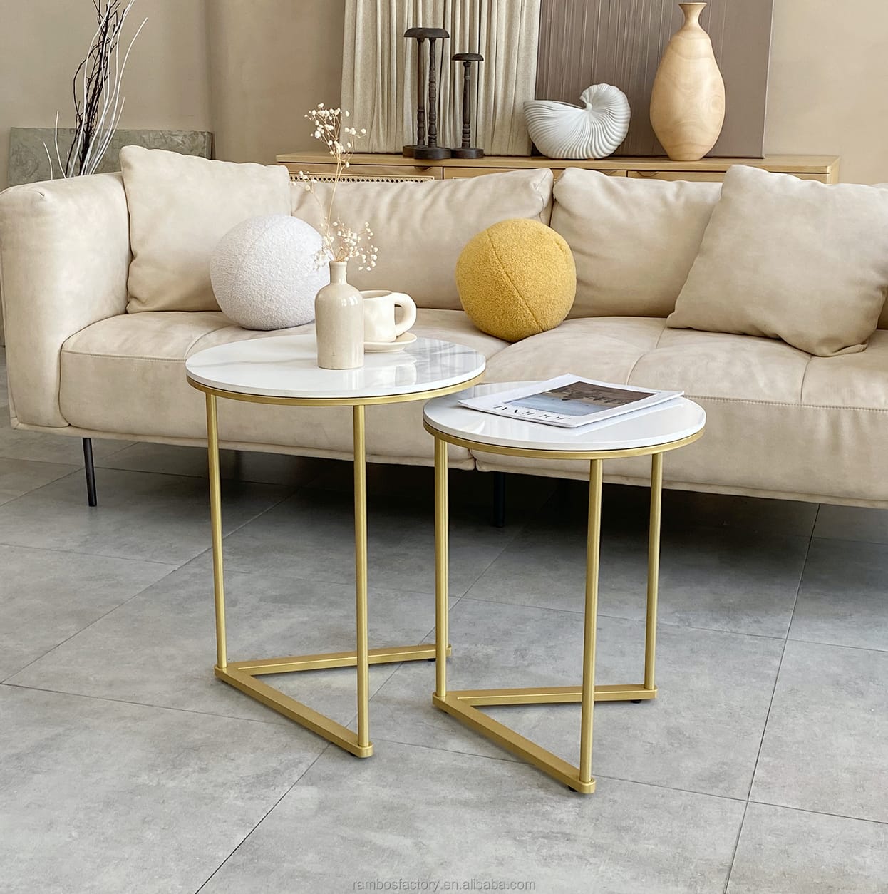 Nala Gold Nested Side Table Set, Buffets & Sideboards