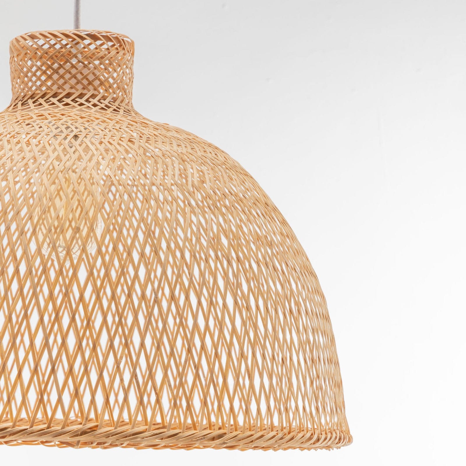 Natural Hand Woven Bamboo Dome Pendant Lamp Hanging Light Rattan Style with Ceiling Lights
