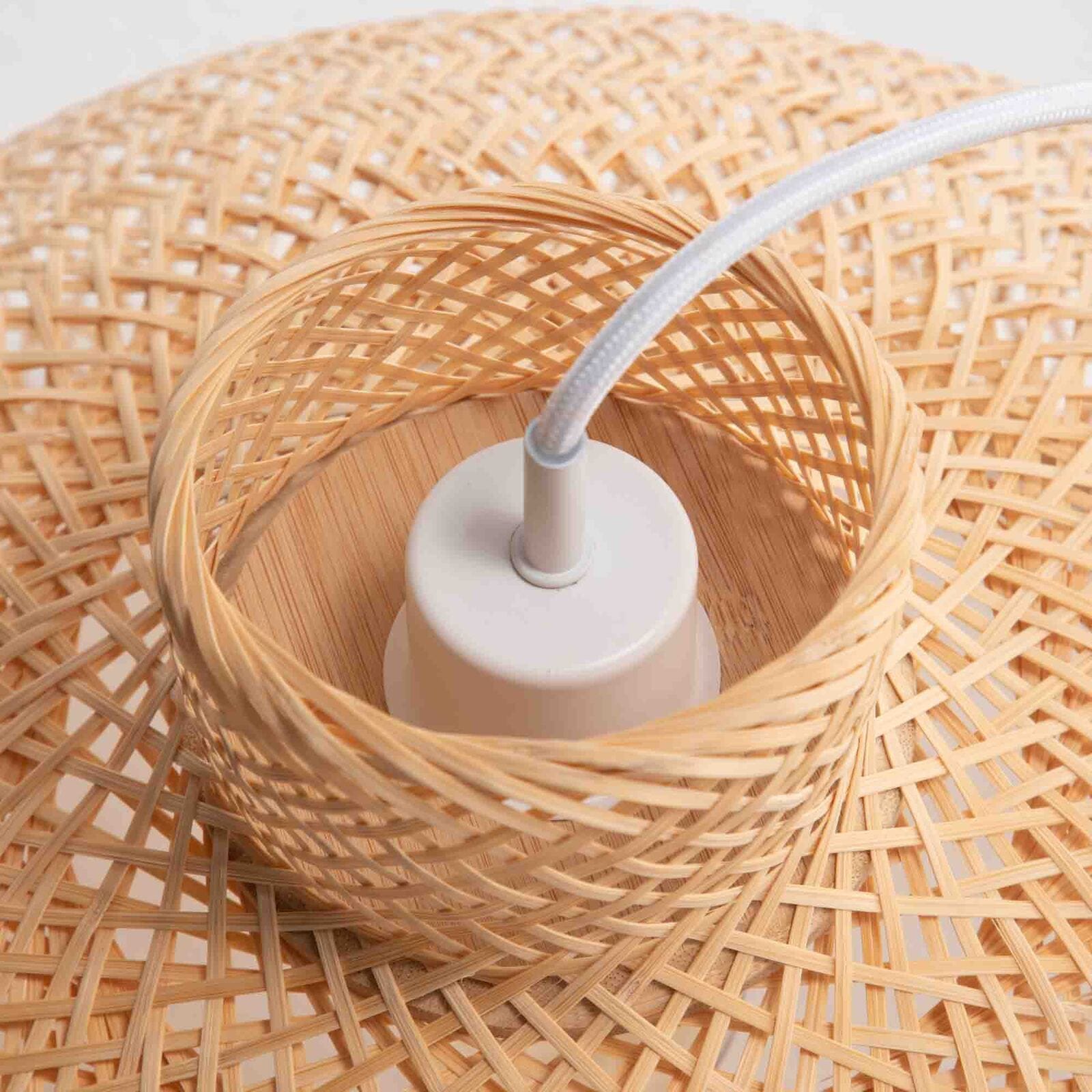 Natural Hand Woven Bamboo Dome Pendant Lamp Hanging Light Rattan Style, Bamboo finish