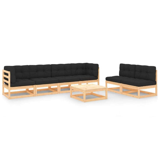Natural Comfort Retreat: 7-Piece Pinewood Garden Lounge Set