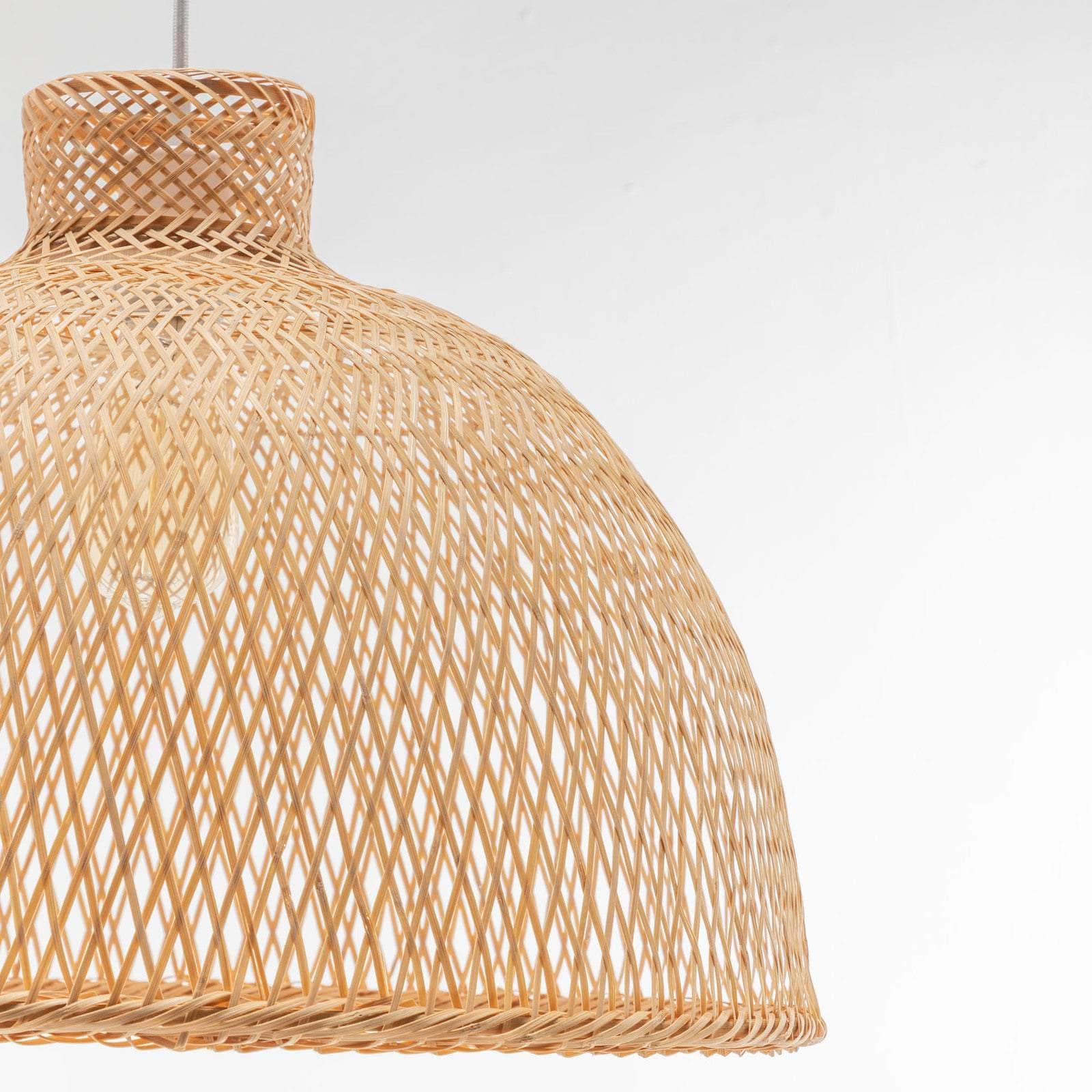 Natural Hand Woven Bamboo Dome Pendant Lamp Hanging Light Rattan Style