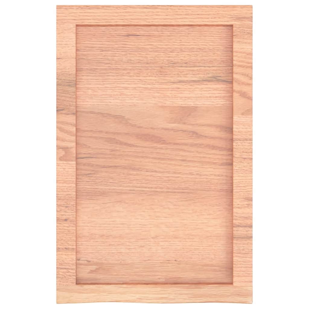 Natural Harmony: Light Brown Treated Solid Wood Bathroom Countertop