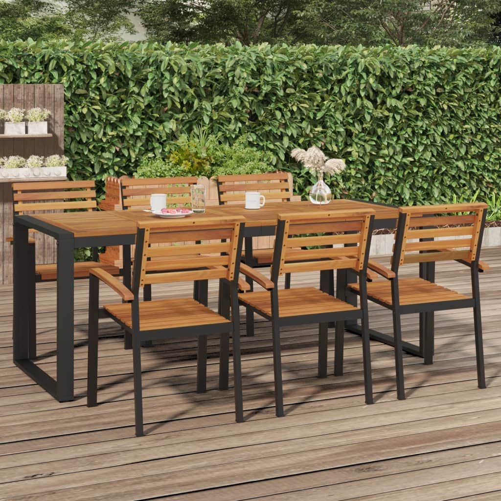 Naturally Chic: Acacia Wood Garden Table with U-Shaped Legs