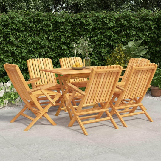 Nature's Noble Feast: 7-Piece Solid Teak Wood Garden Dining