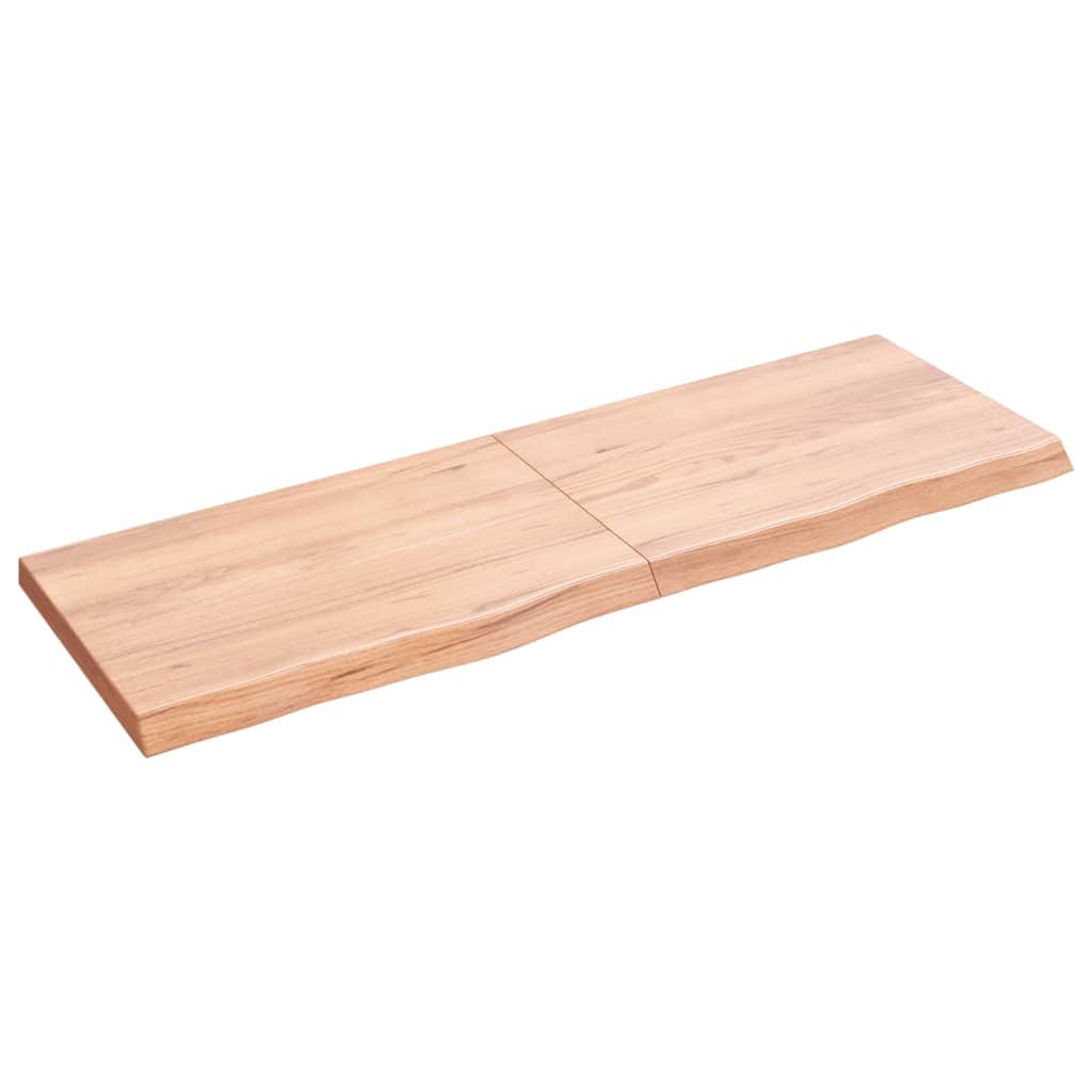 Oak colour - Nature's Palette: Oak-Infused Light Brown Treated Solid Wood Table Top