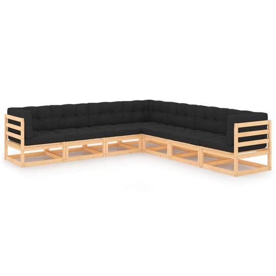 Nature's Sanctuary: 7-Piece Pinewood Garden Lounge Set with
