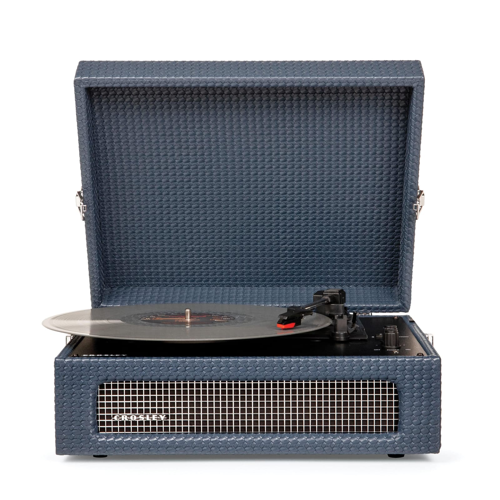 Navy - Bluetooth Portable Turntable & Record Storage Crate, Navy colour