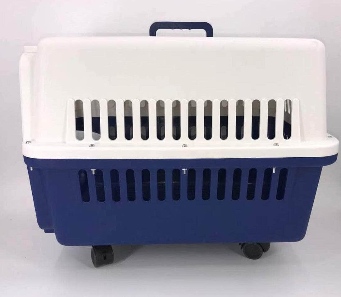 Navy XXXL Dog Puppy Cat Crate Pet Carrier Cage W Tray, Bowl & Removable Wheels