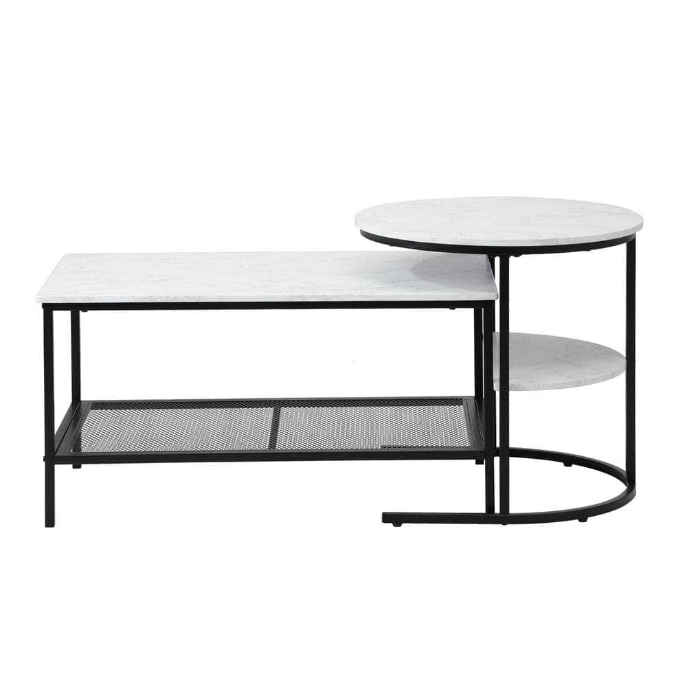 Nesting Coffee Table Set of 2 Detachable Marble Top