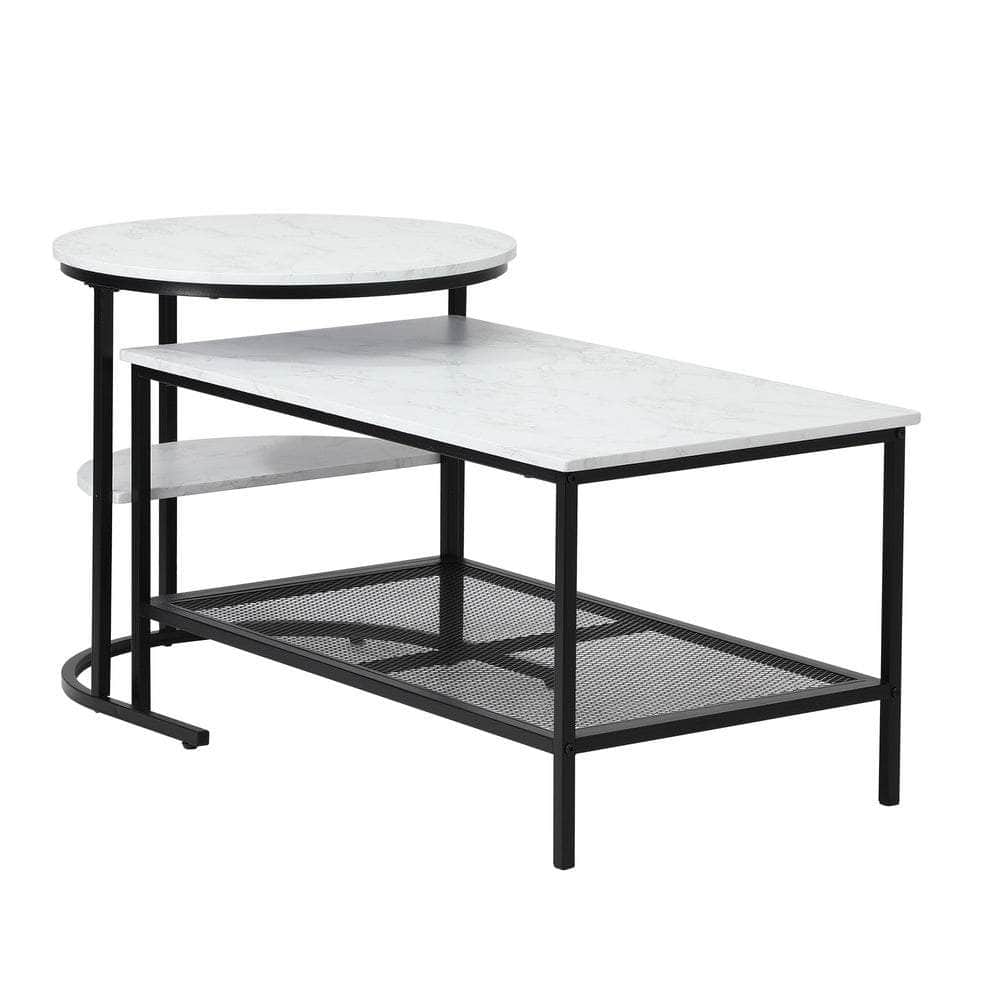 Nesting Coffee Table Set of 2 Detachable Marble Top