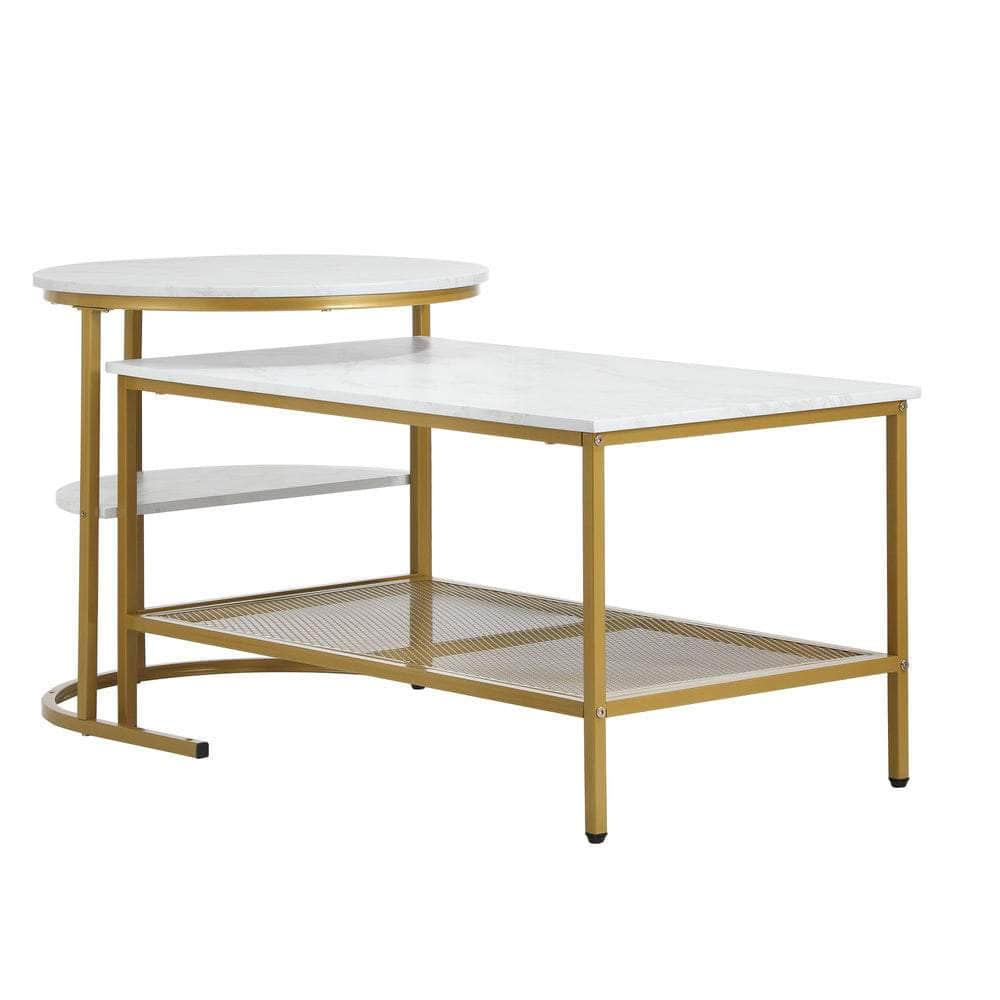 Nesting Coffee Table Set of 2 Detachable Marble Top