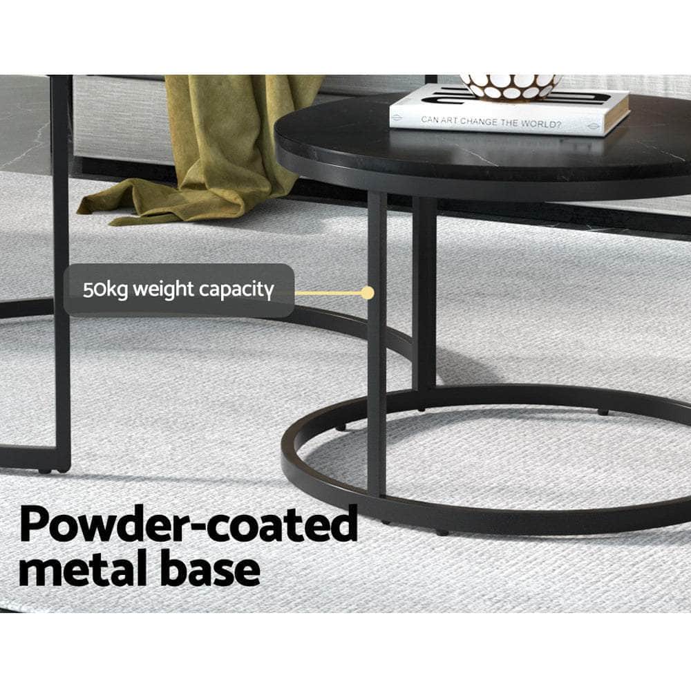Nesting Coffee Table Set Of 2 Marble Effect Tika