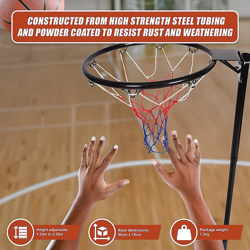 Netball Ring With Stand Portable Pole Height Adjustable