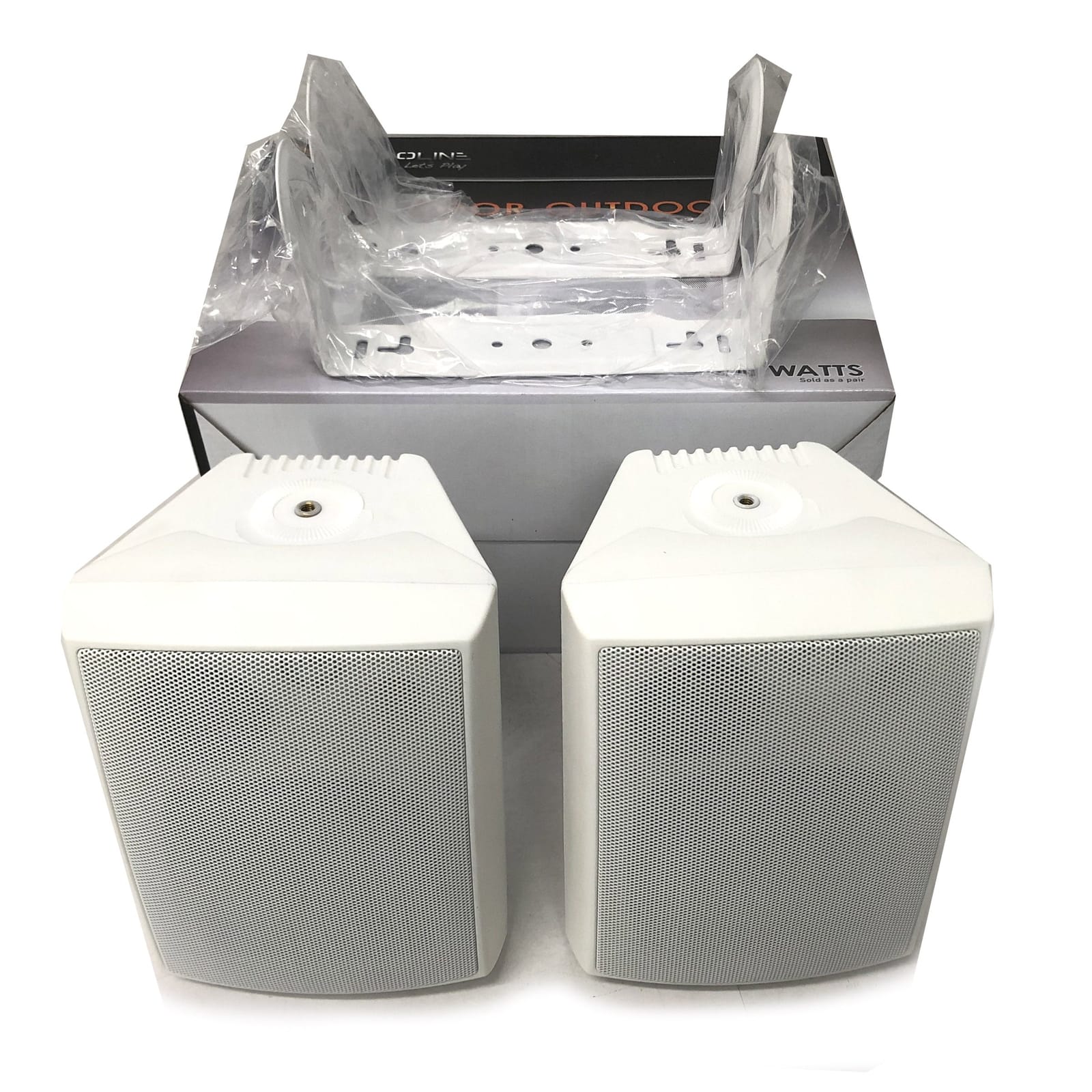 Indoor Outdoor Speaker Pair 3-Way 4" Bookshelf Wall / Ceiling Mount | Audio Speakers