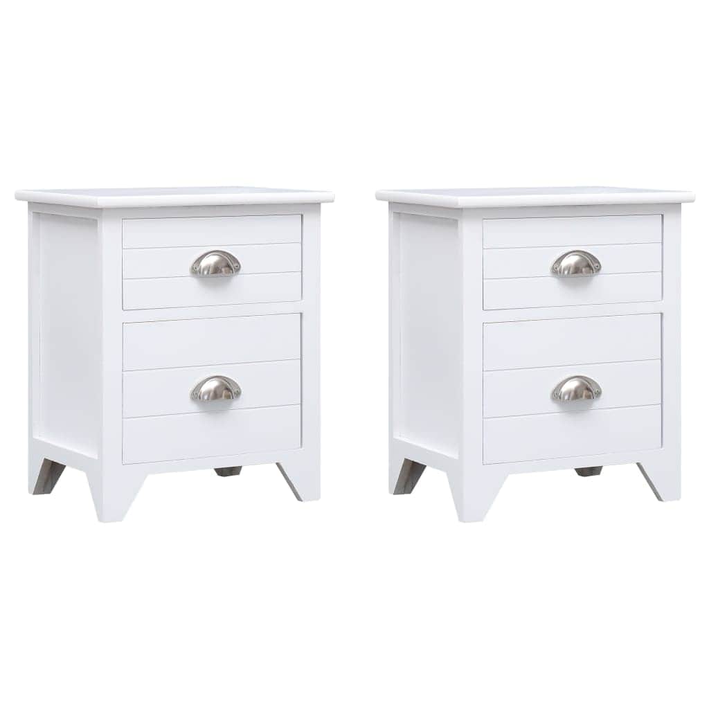 Nightstand 2 Pcs With 2 Drawers White