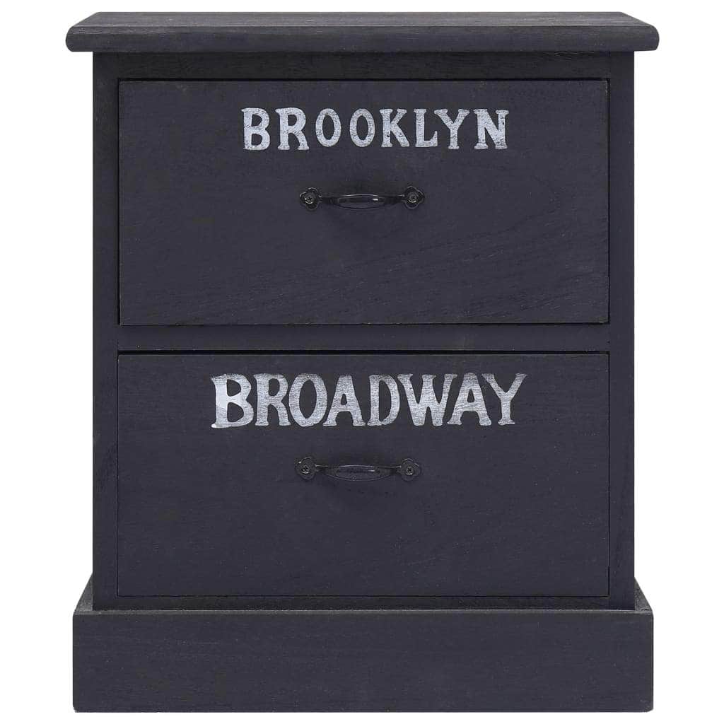 Nightstand Black Paulownia Wood