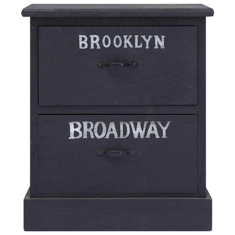 Nightstand Black Paulownia Wood