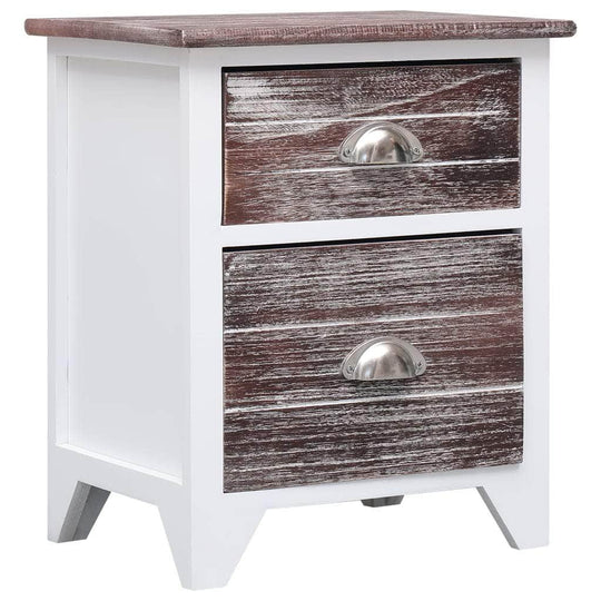 Nightstand Brown and White Paulownia Wood - Simple deals