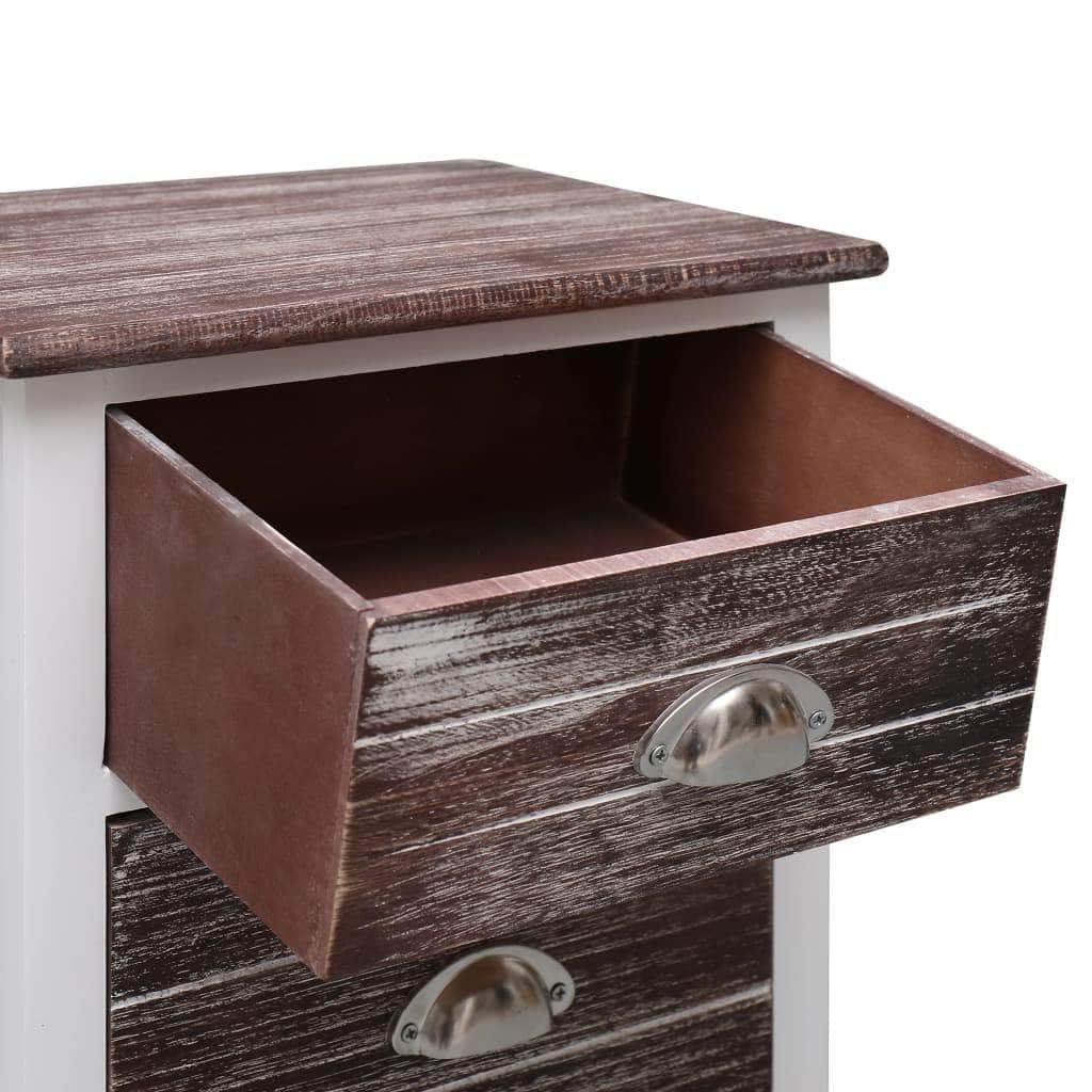 Nightstand Brown and White Paulownia Wood - Simple deals