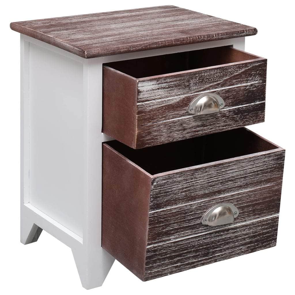Nightstand Brown and White Paulownia Wood - Simple deals