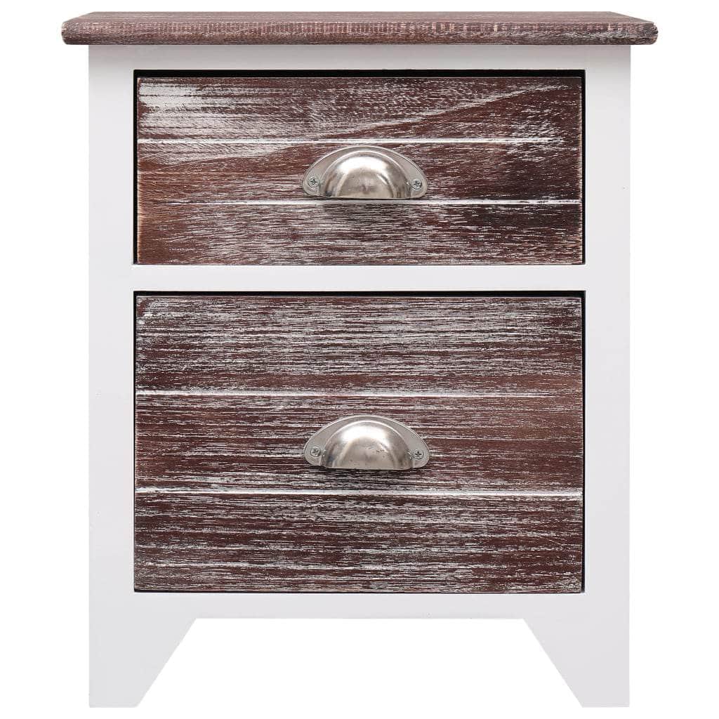 Nightstand Brown and White Paulownia Wood - Simple deals