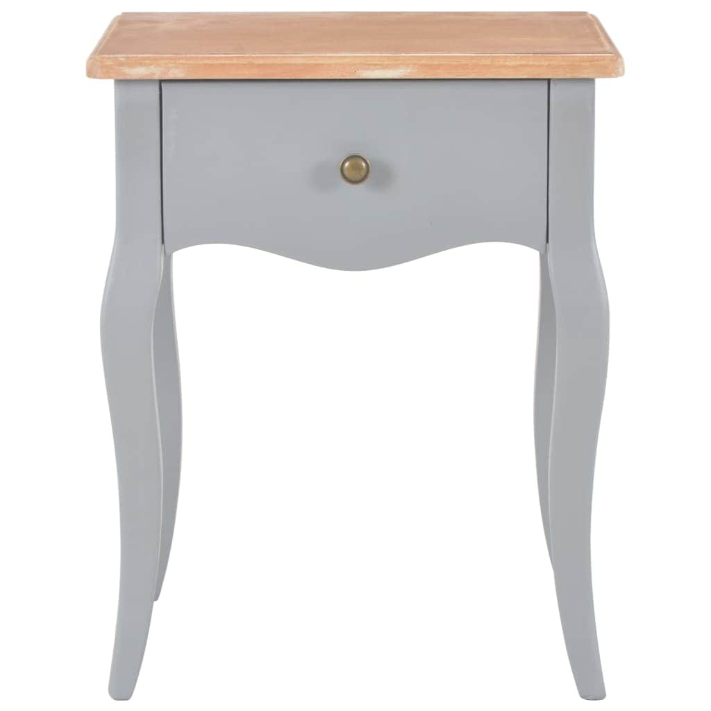 Nightstand Grey and Brown Solid Pine Wood