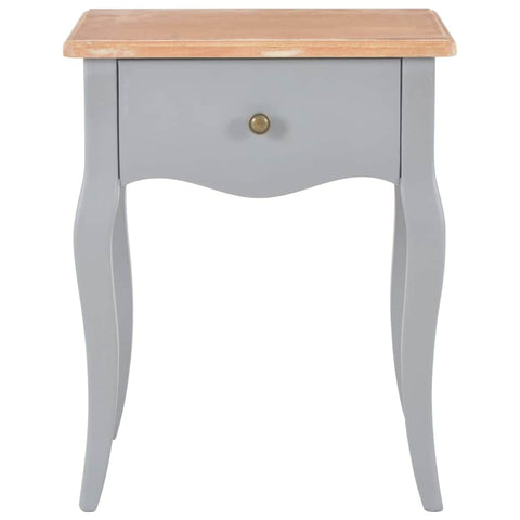 Nightstand Grey and Brown Solid Pine Wood