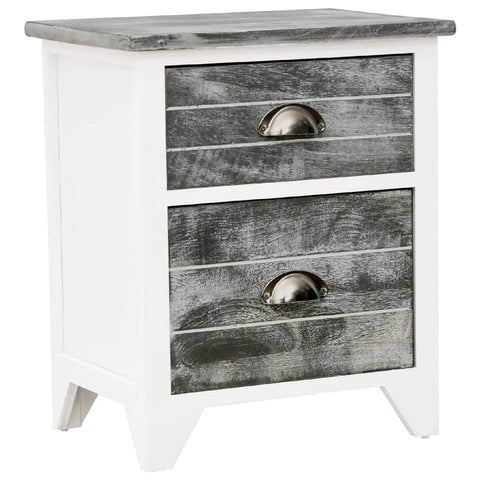 Nightstand Grey and White Paulownia Wood